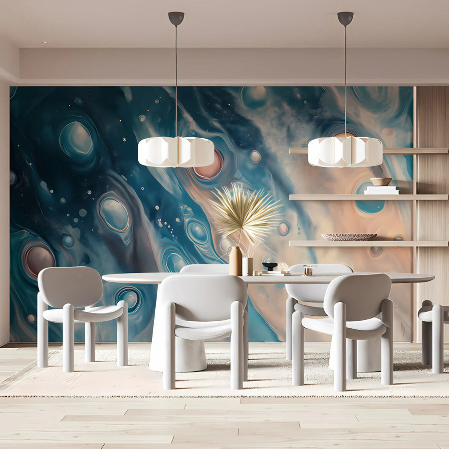 Abyssal Fluid Motion Mural Wallpaper — Modern Abstract Art Mural Wallpaper
