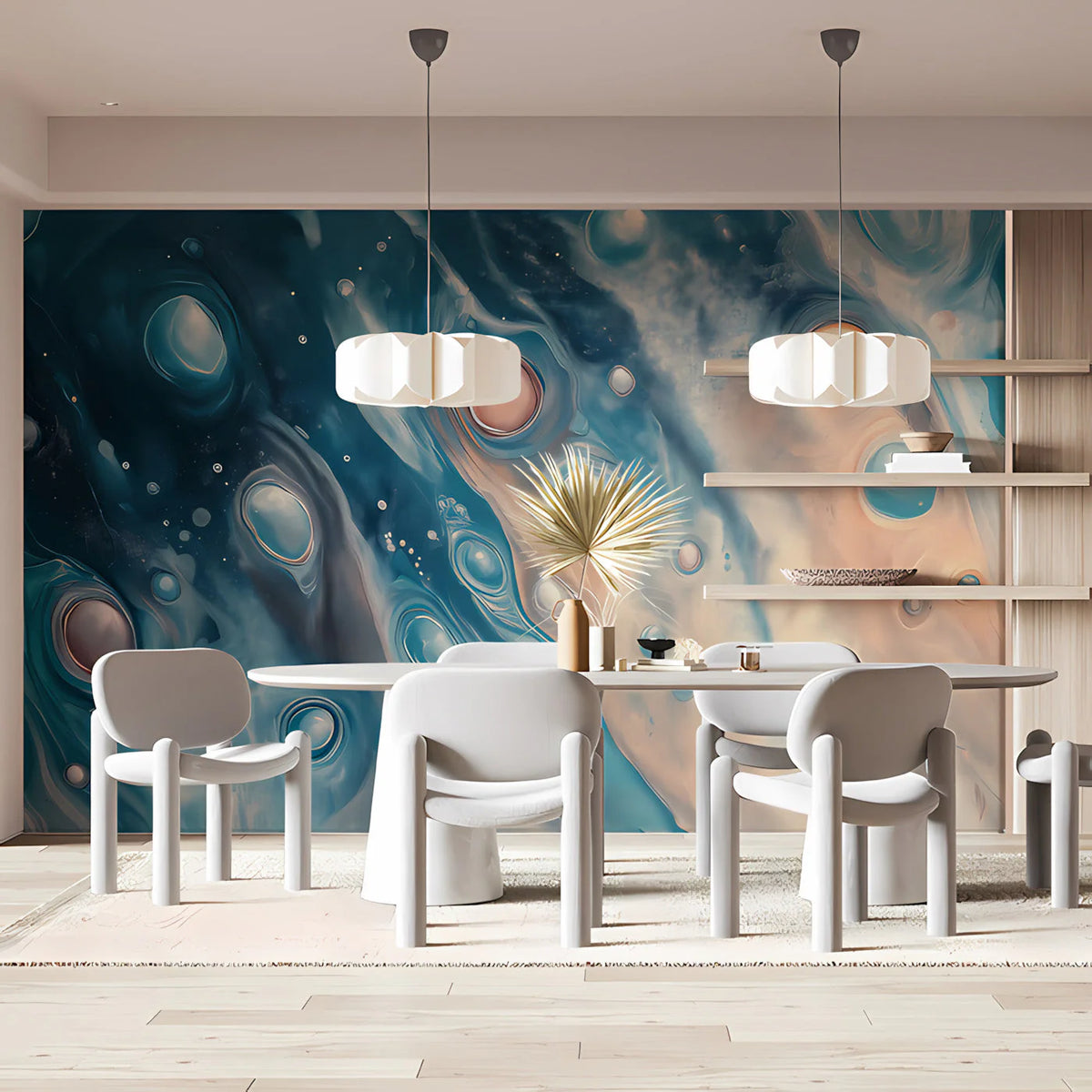 Abyssal Fluid Motion Mural Wallpaper — Modern Abstract Art Mural Wallpaper - pure wallpaper artwork