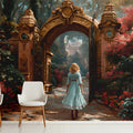 Gilded Garden Gate Mural Wallpaper —Romantic Baroque Scene Mural Wallpaper - pure wallpaper artwork