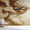 Violin Playing Angel Mural Wallpaper in Sepia Tones Mural Wallpaper - pure wallpaper artwork