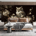 Nocturnal Owl and Cherry Blossom Mural Wallpaper - pure wallpaper artwork