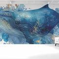 Whale and Floral Impressionist Mural Wallpaper - pure wallpaper artwork
