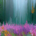Vibrant Purple and Pink Wildflower Field Oil Painting Mural Wallpaper Forest Meadow Art Mural Wallpaper - pure wallpaper artwork
