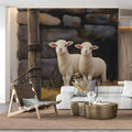 Rustic Lamb Farmhouse Mural Wallpaper —Pastoral Wall Art Mural Wallpaper - pure wallpaper artwork