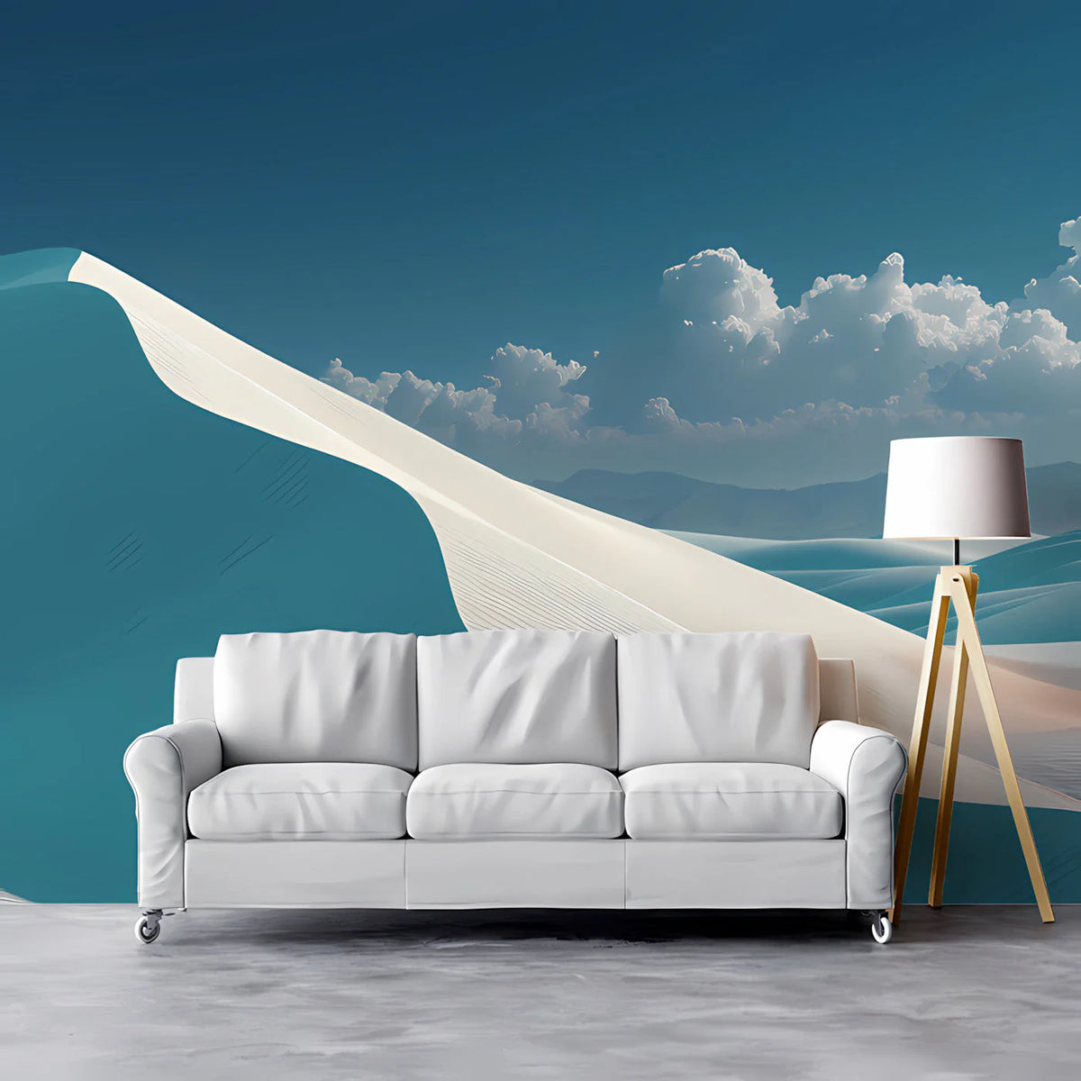 Desert Horizon Mural Wallpaper — Dreamy Sand Dunes and Blue Sky Mural Wallpaper - pure wallpaper artwork
