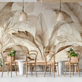 Botanical Sketch Mural Wallpaper — Warm Sepia Leaf Pattern Mural Wallpaper - pure wallpaper artwork
