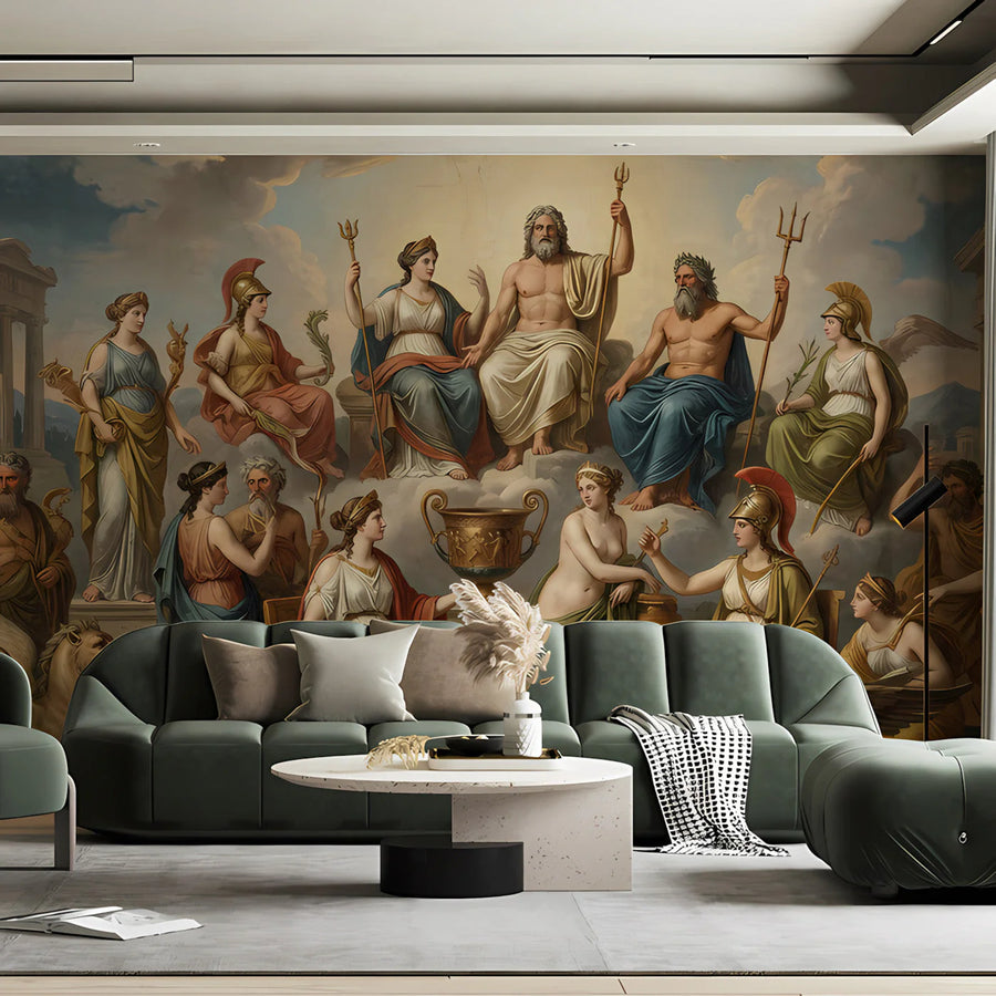 Olympian Pantheon Mural Wallpaper — Classical Mythology Scene Mural Wallpaper