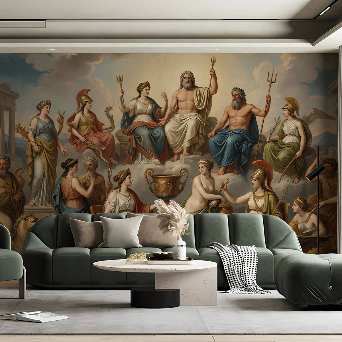 Olympian Pantheon Mural Wallpaper — Classical Mythology Scene Mural Wallpaper - pure wallpaper artwork