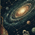 Vintage Space Exploration Mural Wallpaper — Cosmic Retro Style Mural Wallpaper - pure wallpaper artwork