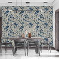Indigo Acanthus Leaf Mural Wallpaper — Classic Floral Design Mural Wallpaper - pure wallpaper artwork