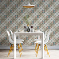Geometric Floral Tile Mural Wallpaper —Soft Pastel Art Nouveau Mural Wallpaper - pure wallpaper artwork