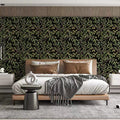 Olive Branch Botanical Mural Wallpaper — Dark Botanical Design Mural Wallpaper - pure wallpaper artwork