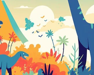 Dinosaur and Mountain Mural Wallpaper in Bedroom Various Colors (Green, Yellow, Blue, etc.) of Dinosaur Mural Wallpaper