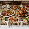 Gourmet Feast Mural Wallpaper —Culinary Dining Room Decor Mural Wallpaper - pure wallpaper artwork