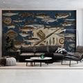 Vintage Marine Fishing Mural Wallpaper — Nautical Sport Motif Mural Wallpaper - pure wallpaper artwork