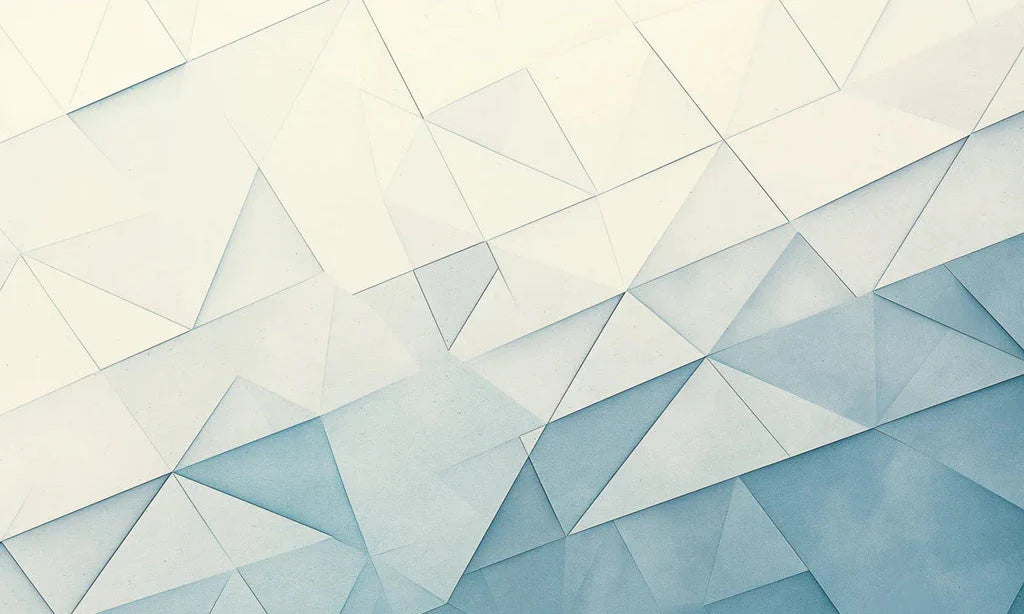 Blaue und weiße geometrische Wandtapete Blau-weiße und cremefarbene Dreiecke Mural Wallpaper - pure wallpaper artwork