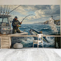 Deep Sea Fishing Adventure Mural Wallpaper — Coastal Nautical Design Mural Wallpaper - pure wallpaper artwork