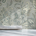 Vintage Paisley Mural Wallpaper — Soft Blue and Gray Botanical Mural Wallpaper - pure wallpaper artwork