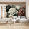 Vintage Peony Bouquet Mural Wallpaper —Artistic Floral Print Mural Wallpaper - pure wallpaper artwork