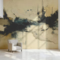 Abstract Plaster Texture Mural Wallpaper in Monochrome and Navy Mural Wallpaper - pure wallpaper artwork