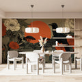 Sunlit Crow and Botanical Garden Mural Wallpaper - pure wallpaper artwork
