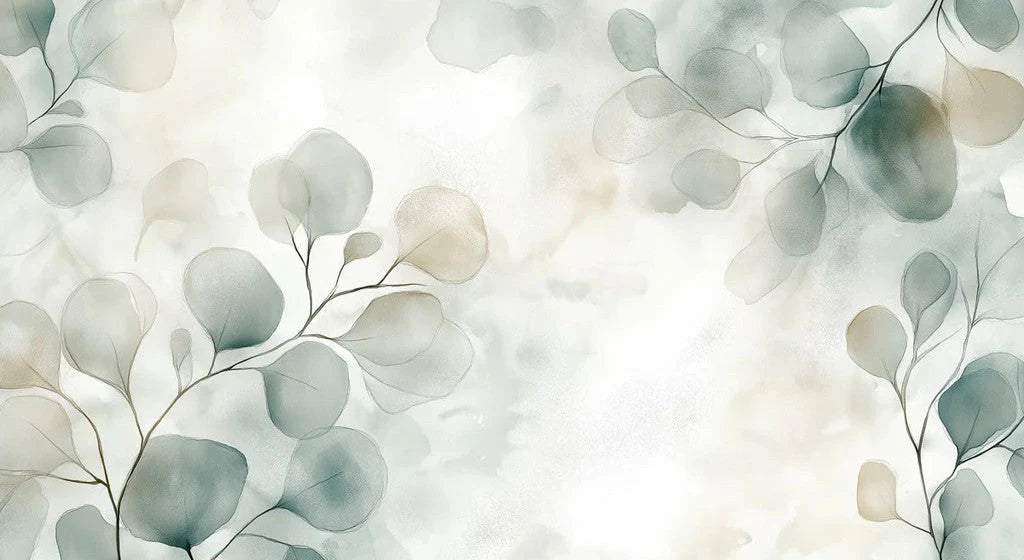Watercolor - inspired Leaf Mural in Living Area Modern and artistic design Mural Wallpaper - pure wallpaper artwork