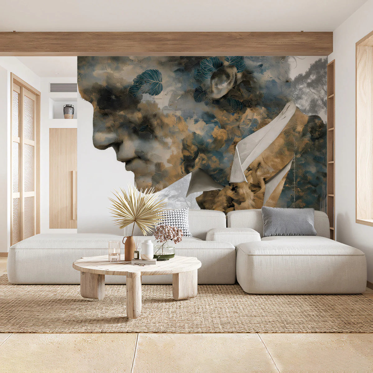 Dual Exposure Profile Mural Wallpaper — Artistic Nature Portrait Mural Wallpaper - pure wallpaper artwork
