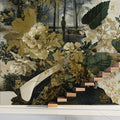 Renaissance Portrait Mural Wallpaper with Botanical Flourish Mural Wallpaper - pure wallpaper artwork