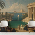 Ancient Mediterranean Oasis Mural Wallpaper — Architectural Mural Mural Wallpaper - pure wallpaper artwork