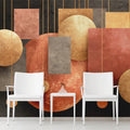 Floating Geometric Mural Wallpaper in Warm Copper and Charcoal Mural Wallpaper - pure wallpaper artwork