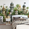 Enchanted Castle Mural Wallpaper — Whimsical Architectural Illustration Mural Wallpaper - pure wallpaper artwork