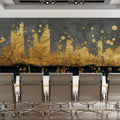 Gilded Skyline Mural Wallpaper — Abstract Gold and Charcoal Mural Wallpaper - pure wallpaper artwork