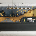 Kintsugi Concrete Mural Wallpaper — Artistic Gold and Charcoal Mural Wallpaper - pure wallpaper artwork