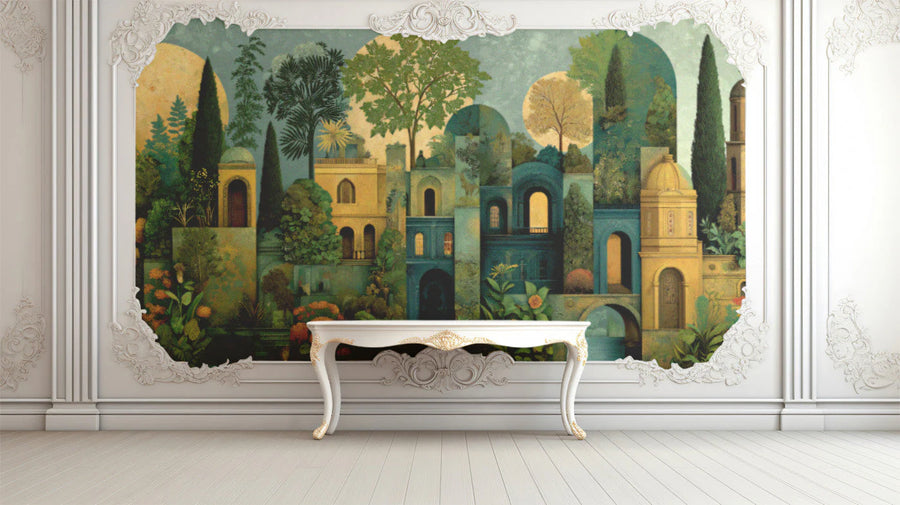 Mediterranean Garden Architectural Mural Wallpaper