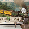 Vintage Steam Locomotive Scenic Mural Wallpaper —Classic Rail Art Mural Wallpaper - pure wallpaper artwork