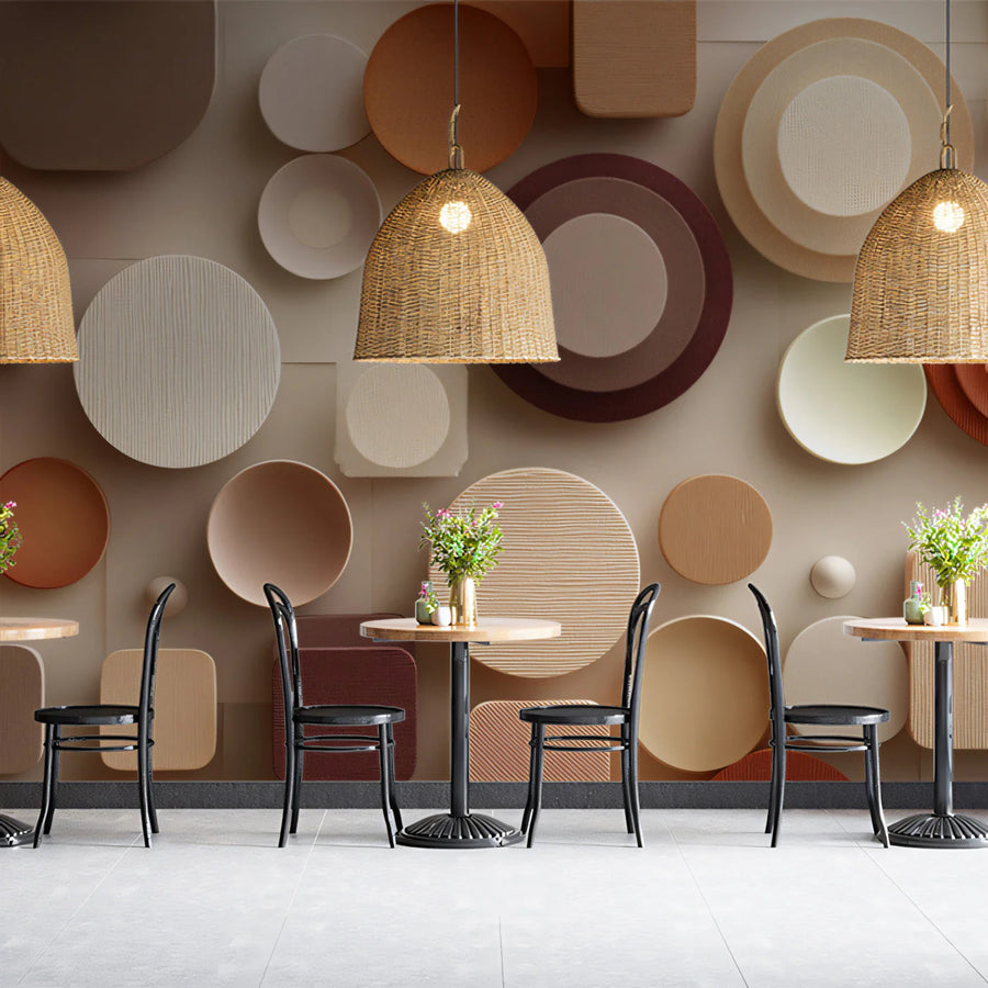 Abstract Geometric Textured Mural Wallpaper in Warm Earth Tones Mural Wallpaper