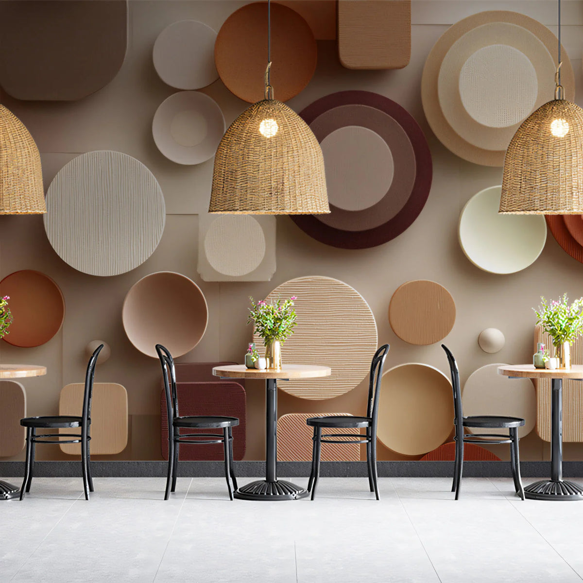 Abstract Geometric Textured Mural Wallpaper in Warm Earth Tones Mural Wallpaper - pure wallpaper artwork