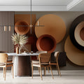 Abstract Geometric Circles Mural Wallpaper — Modern Earth Tones Mural Wallpaper - pure wallpaper artwork