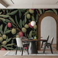 Olive Grove Botanical Mural Wallpaper in Dark Moody Tones Mural Wallpaper - pure wallpaper artwork