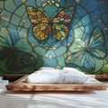 Stained Glass Butterfly Mural Wallpaper — Artistic Floral Decor Mural Wallpaper - pure wallpaper artwork