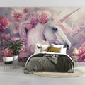 Unicorn Floral Fantasy Mural Wallpaper — Dreamy Pastel Wall Art Mural Wallpaper - pure wallpaper artwork