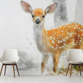 Fawn in the Woodland Mural Wallpaper — Artistic Deer Illustration Mural Wallpaper - pure wallpaper artwork