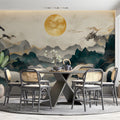 Golden Dragon Peaks Mural Wallpaper — Oriental Artistic Style Mural Wallpaper - pure wallpaper artwork