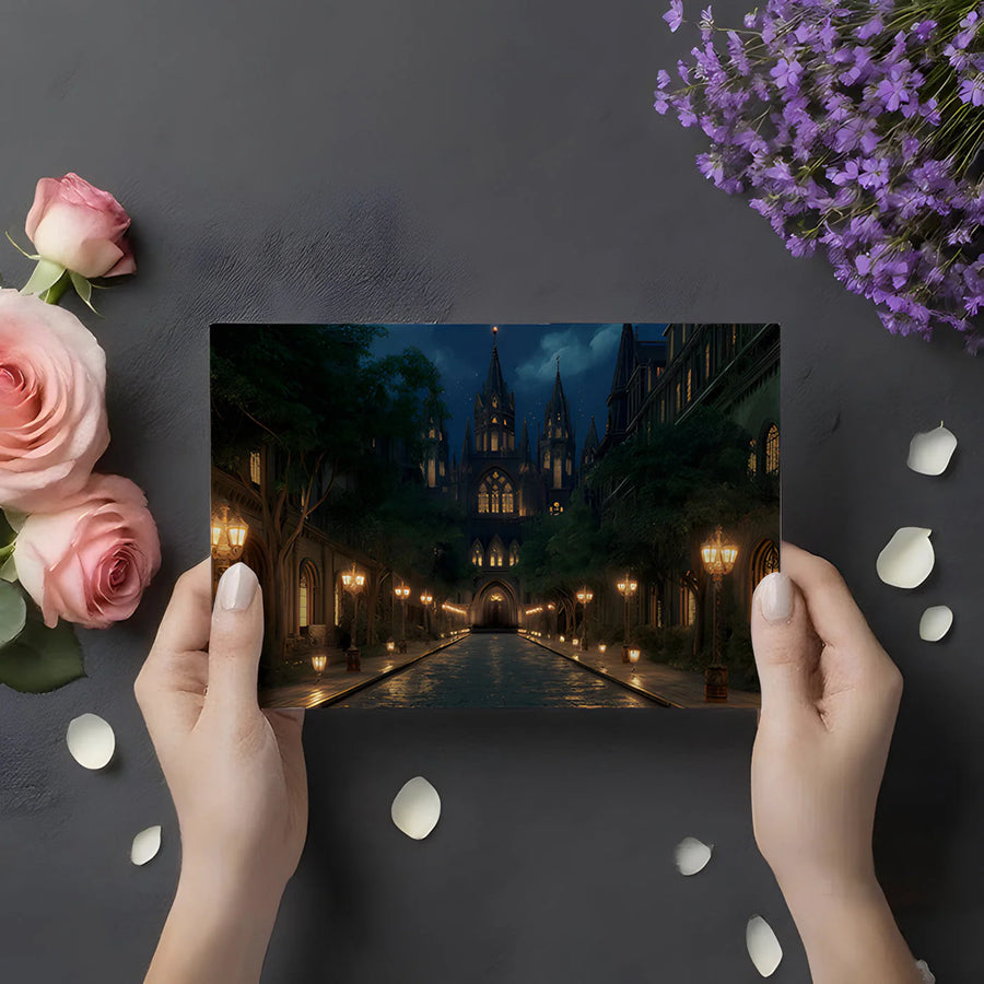 Gothic Cathedral Nightscape Mural Wallpaper
