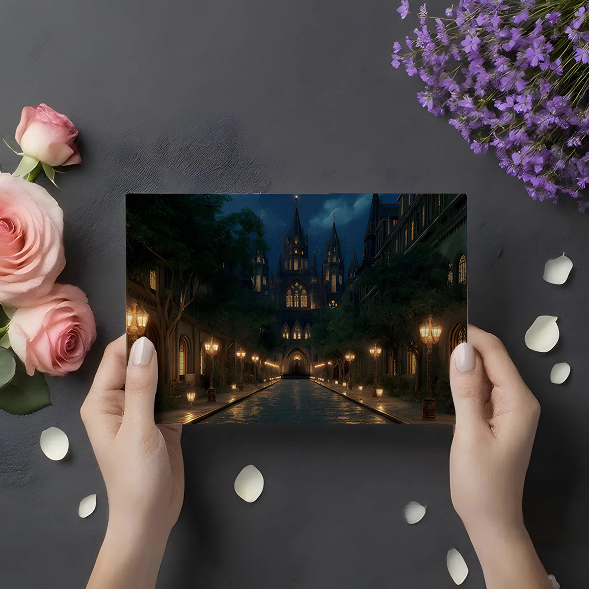 Gothic Cathedral Nightscape Mural Wallpaper - pure wallpaper artwork