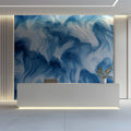 Abstract Swirling Blue Wave Mural Wallpaper — Fluid Art Design Mural Wallpaper - pure wallpaper artwork