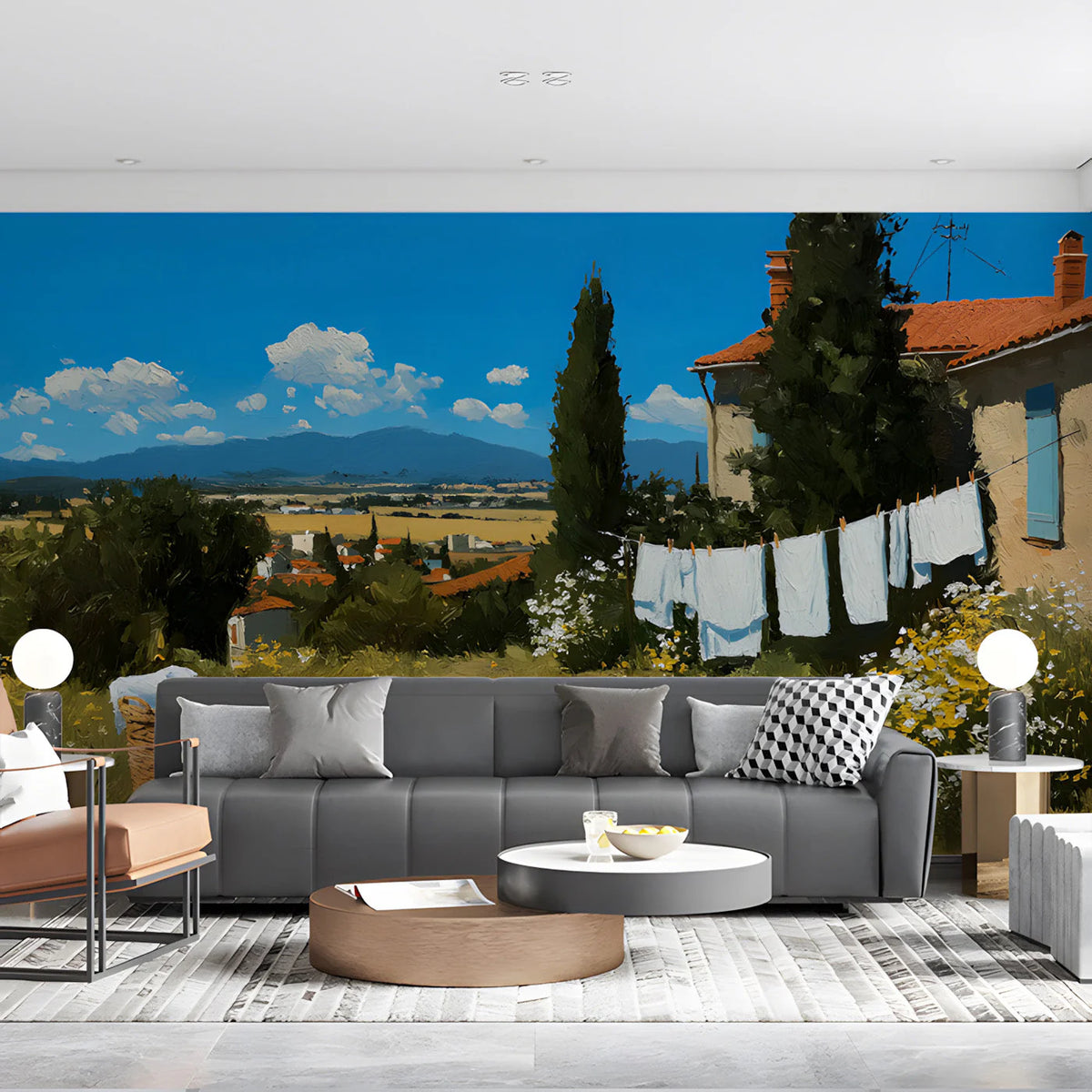 Mediterranean Countryside Oil Painting Mural Wallpaper - pure wallpaper artwork