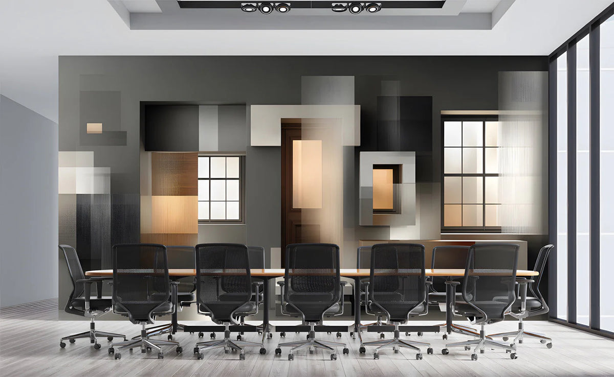 Modern Architectural Block Mural Wallpaper — Geometric Abstract Mural Wallpaper - pure wallpaper artwork