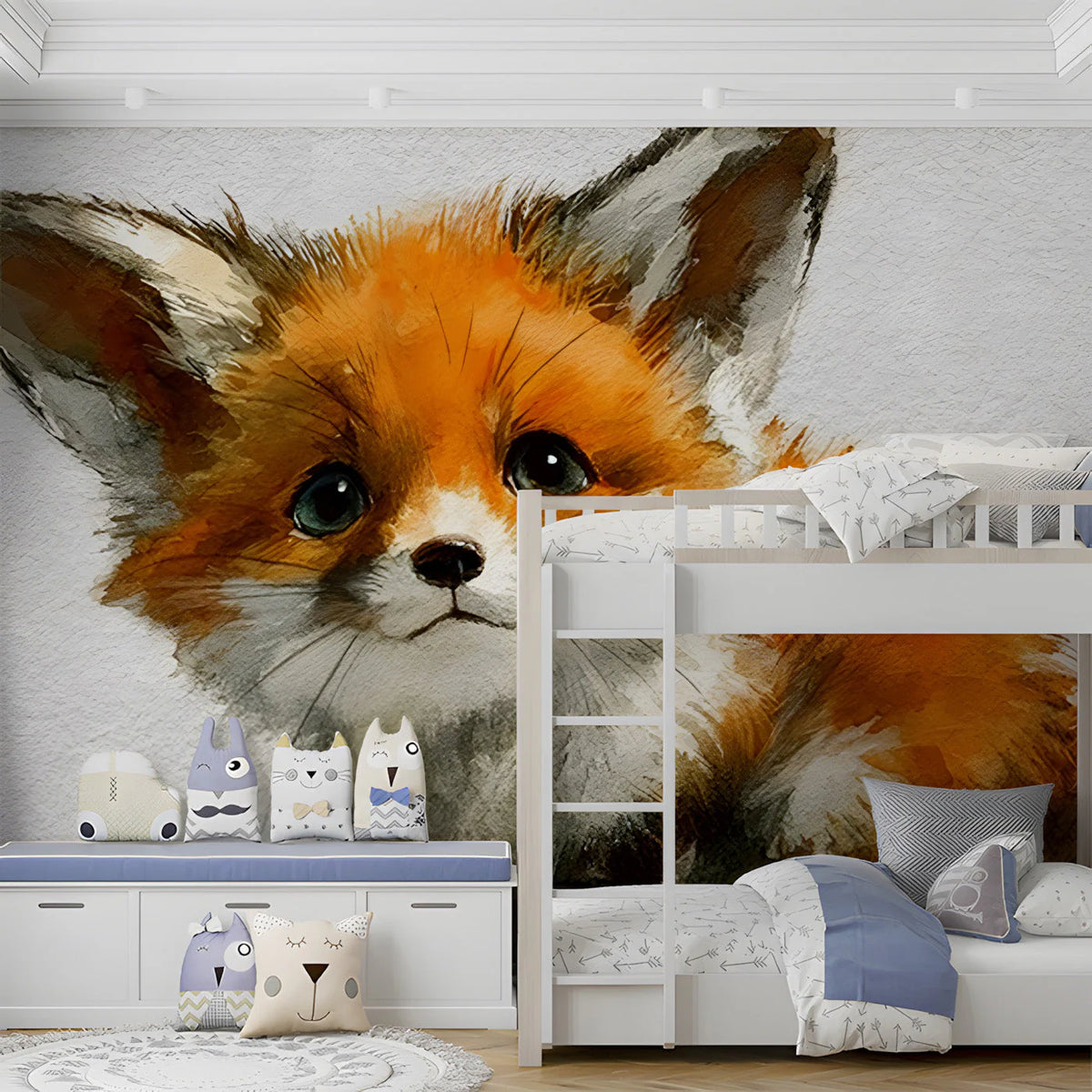 Watercolor Baby Fox Mural Wallpaper for Nature Lovers Mural Wallpaper - pure wallpaper artwork