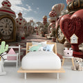 Wonderland Chess Board Mural Wallpaper — Whimsical Fantasy Design Mural Wallpaper - pure wallpaper artwork